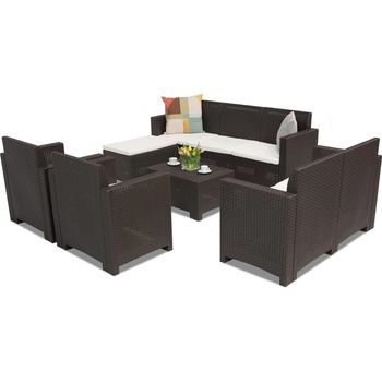 BICA Мебели за отдих от техноратан Nebraska Relax Corner 8 кафяв Bica (BCNBLCOR8BR)