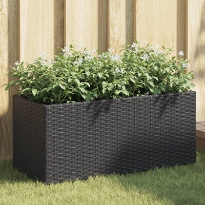 vidaXL truhlíky se 2 květináči 2 ks černé 72 x 30 x 32 cm