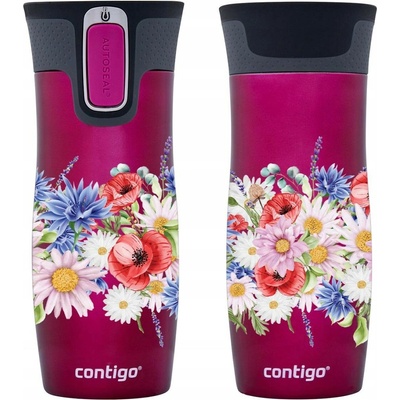 Contigo termohrnek 470 ml růžový květy