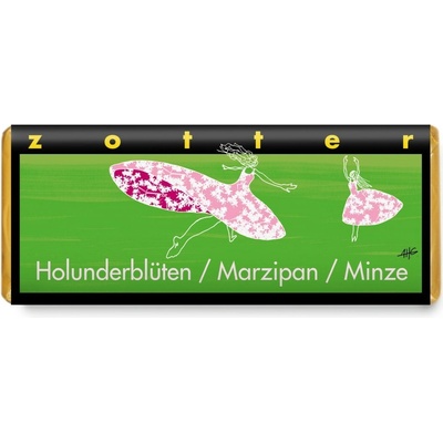 Zotter Bio plněná mléčná Bezinky marcipán a máta 70 g