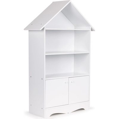 Dřevěná knihovna/skříň na hračky Eco Toys Domeček bílá – Zboží Dáma