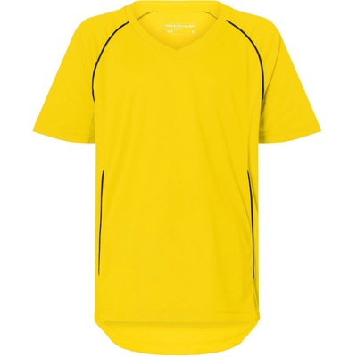 James & Nicholson Tričko JN 386K, týmové, krátký rukáv, dětské COT02386K98304-yellow/blac XL Žlutá/černá