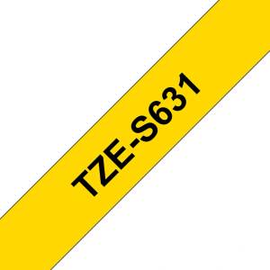 Brother TZe-S631, 12 мм x 8 м, черно на жълт фон, ламинирана, силно залепване (TZe-S631)
