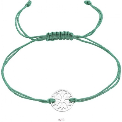 All4Silver náramek na šňůrce květina S4332