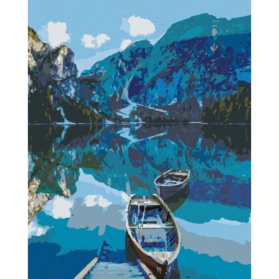 zuty Malování Podle Čísel Dvě Dřevěné Loďky Na Jezeře 80 x 100 Cm Plátno 8596530090182
