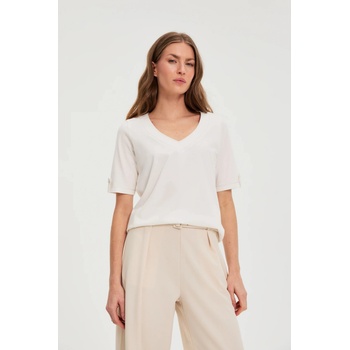 Moodo Бяла блуза с V-образно деколте Moodo Moodo | Byal | ЖЕНИ | 40