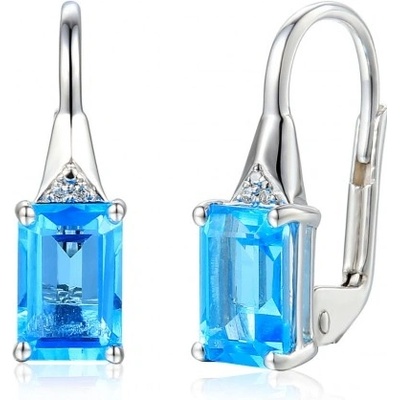 Gems, Klasické náušnice Clementine, bílé zlato s brilianty a modrými topazy (blue topazy), 585-38-3-4541.1B00.0.00.HSI.603.08