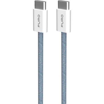 PURO Fabrik 2.0 opletený nabíjací a dátový 60W USB-C / USB-C pre iPhone / iPad / MacBook / AirPods - 1,5 m PUCCCFABK415MTLBLUE