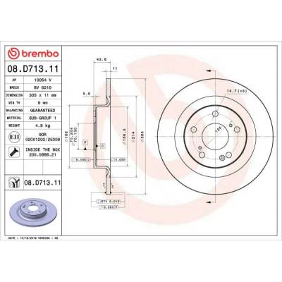BREMBO Brzdový kotúč 08D71311