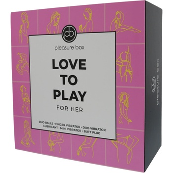 Pleasure Box Комплект наслада Love to Play - вибратор сет от 6 части (розово-лилав)