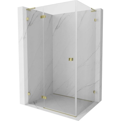 Mexen Lunar L лява отваряема душ кабина 100 x 90 см, прозрачна, златна - 834L-100-090-50-00-L (834L-100-090-50-00-L)