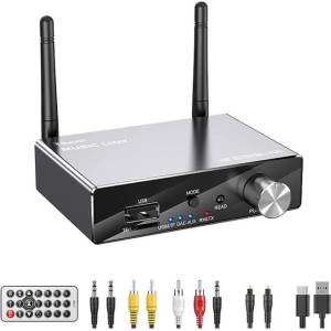  Mobilly bluetooth 5.3 аудио приемник/предавател, RCA (Cinch), SPDIF, TOSLINK, 3, 5 mm AUX+дистанционно управление (LY35)