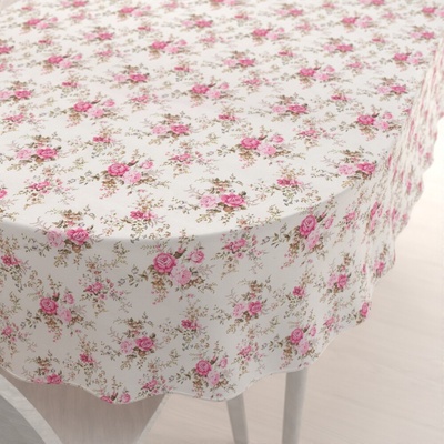 Biante Dekoračný oválny obrus PML-107 Ružové ružičky na bielom 120x180 cm