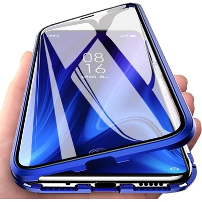 Púzdro Beweare Magnetické obojstranné s tvrdeném sklom na Samsung Galaxy S10 Plus - modré