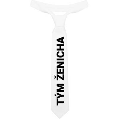 Kravata s potiskem Tým ženicha kravata bíla