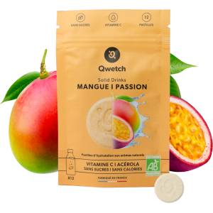 Qwetch Solid Drinks - Organic Mango & Passion fruit - Vitamin C - 12 ефервесцентни таблетки