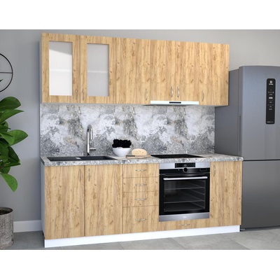 Кухня Модест модел 1 бял и дъб крафт