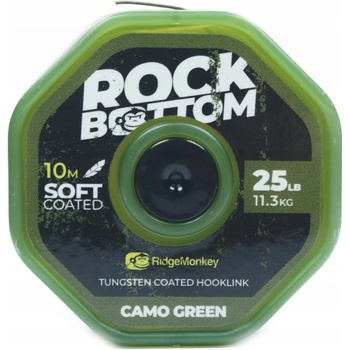 RidgeMonkey šňůra RM-Tec Rock Bottom Tungsten Coated Soft 25lbs 10m Camo Brown