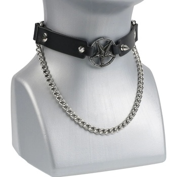 Image 1 of Leather & steel fashion Колие чокер (сбруя to обувка) Бафомет - LSF3 07
