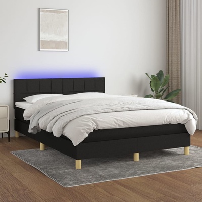 Petrashop 3133719 boxspring postel s matrací a LED černá textil