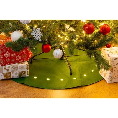 MagicHome Koberec zelený s hviezdičkami 22 LED teplá biela 2xAA 90 cm