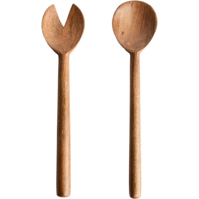 Kave Home Set dvou dřevěných salátových lžic Malor