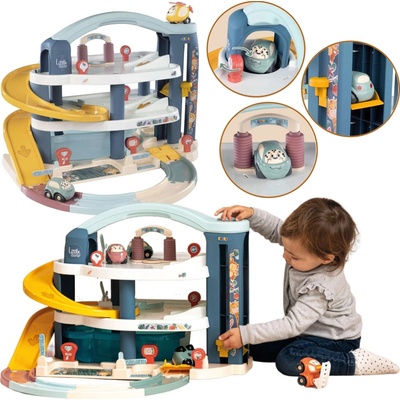 Smoby Little Garáž velká herní set s autíčkem a helikoptérou 3 patra