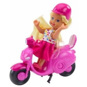 LEAN Toys Mini Doll Set Doll Scooter Helmet Pink