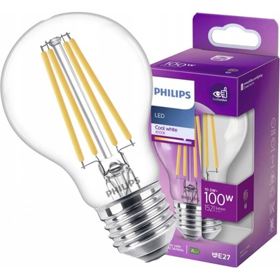 Philips LED žiarovka 1x10,5W E27 1521lm 4000K studená biela, číra, EyeComfort