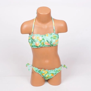 Image 1 of Детски бански в тюркоазено-зелен цвят с портокали