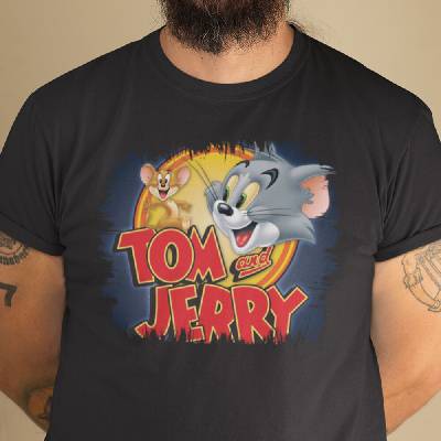 Tričko s potlačou Tom A Jerry čierna
