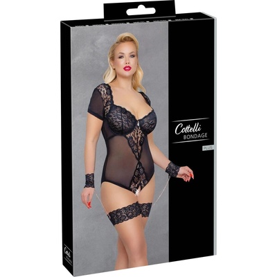Cottelli Bondage Body s čipkou, sieťkou a putami 2XL