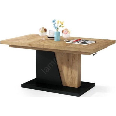 Mazzoni Разтегателна холна/трапезна маса с повдигащ се плот nino дъб крафт/черен (mz0013)