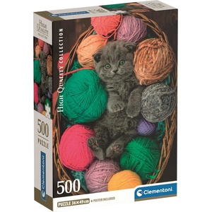 Clementoni Пъзел Clementoni от 500 части - Пухкаво котенце (35617)