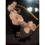 Radi handmade Диадема със светло жълти цветя и бежави листа (096)