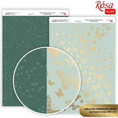 Scrapbookingové papíry Butterflies A4 - gold butterflies