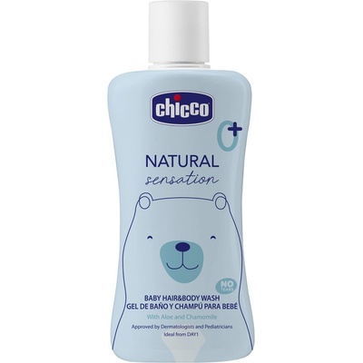 CHICCO Šampón na vlasy a telo Natural Sensation s aloe a kamilkou 200 ml, 0m+