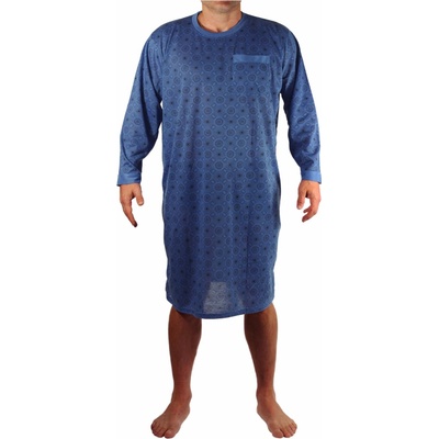 New Fashion Dobra pánska nočná košeľa dlhý rukáv modrá