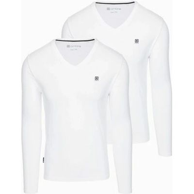 Dvojbalenie bielych tričiek s dlhým rukávom V-výstrihom a s logom Z103-V4