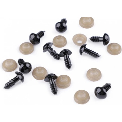 Oči na bábiky s poistkou 10mm - 10ks čierne