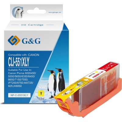 Compatible Глава за CANON PIXMA IP 7250/PIXMA MG 5450/6350 - Yellow - ink tank - WITH CHIP / С ЧИП - /551/ - CLI-551XLY (CLI551XLY) - 6446 (Compatible-NP-C-0551XLY)