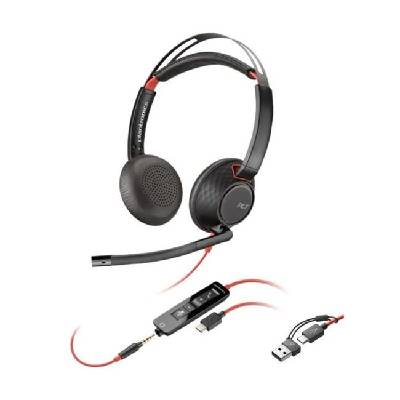 Слушалки Poly Blackwire 5220, 3.5 mm жак и USB Type-C/Type-A адаптер (2116030016)
