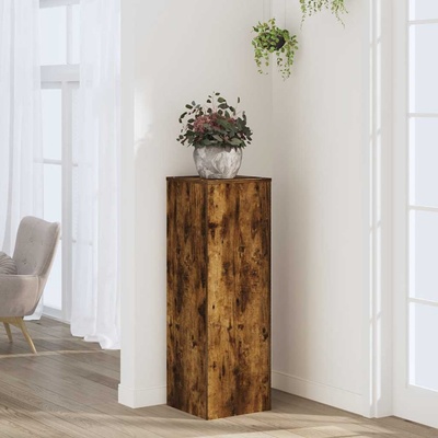 vidaXL Поставка за растения, опушен дъб, 33x33x100 см, инженерно дърво (852955)