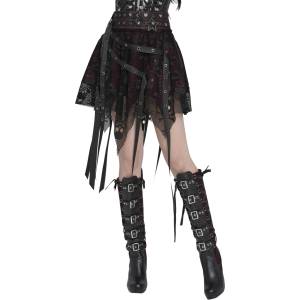 Devil fashion дамска мини пола DEVIL FASHION - Punk Skull - черна/винена - SKT25802