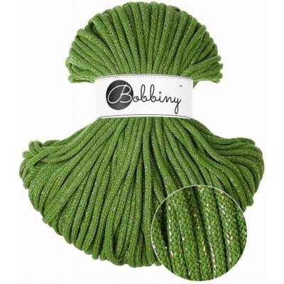 Bobbiny šňůry 5 mm Mechově zelené se zlatou a stříbrnou nitkou (Shiny Moss Green)
