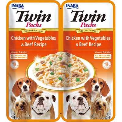 Inaba Foods Dog Twin Packs желирана храна за кучета - пилешко с зеленчуци, говеждо 2 x 40 г - срок на годност: 08.04. 2026
