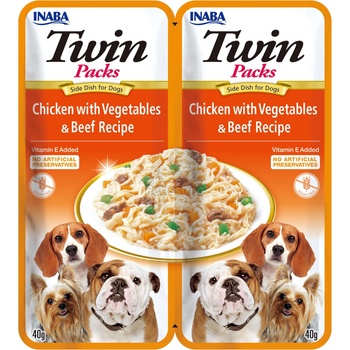Inaba Foods Dog Twin Packs желирана храна за кучета - пилешко с зеленчуци, говеждо 2 x 40 г