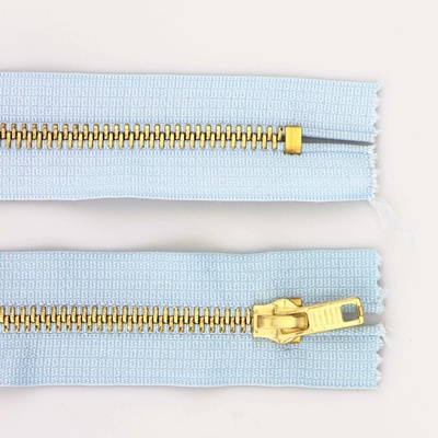 Pro Háčkování Kovový zip nedělitelný 8 cm, Ø 6 mm světle modrý
