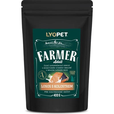 LYOPET Farmer Castrate Cat Losos sardinka a kolostrum 0,4 kg