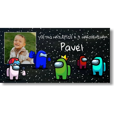 Personal Narodeninový banner s fotkou - Among us Rozmer banner: 130 x 65 cm